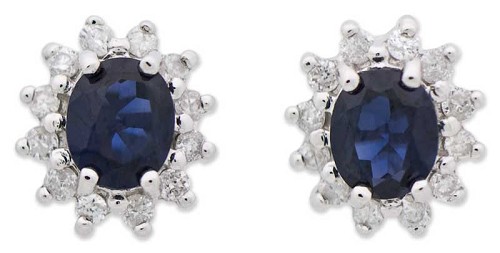 Blue Sapphire and Diamond Earrings
