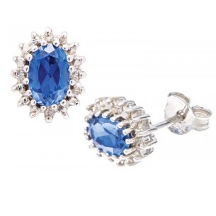 Ceylon Sapphire and Diamond Earrings