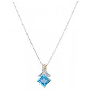 Blue Topaz and Diamond Pendant