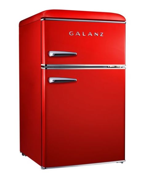 Galanz Retro Mini Fridge with Dual Door True Freezer in Red - 3.1 cu. ft.